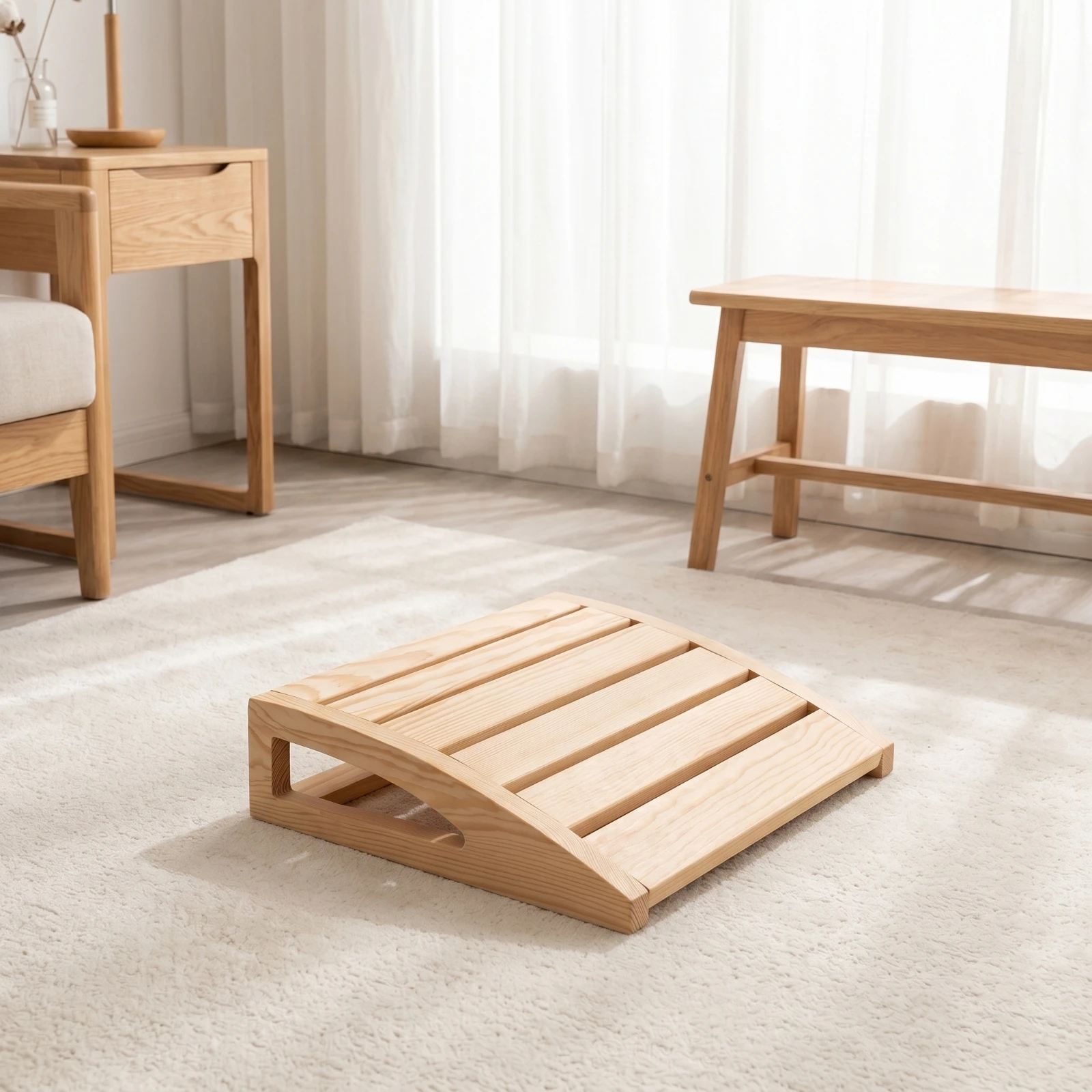 Sauna Backrest with Non-Slip Pads Water-Resistant Sauna Back Rest Wooden Backrest Natural Wood Furniture Comfortable