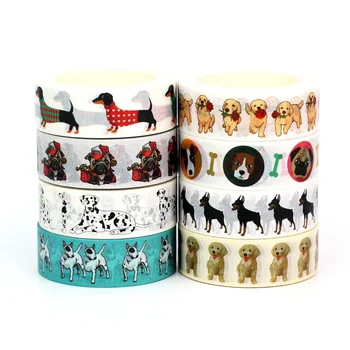 데코 닥스훈트 얼룩 달마시안 개 골든 리트리버 강아지 마스킹 와시 테이프 세트, 스크랩북 카와이 파펠레리아, 로트당 10 개