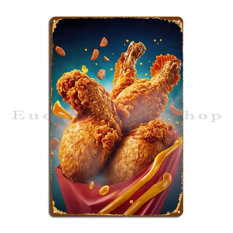 Fried Chicken Metal Sign Poster Living Room Create Kitchen Printed Tin Sign Poster