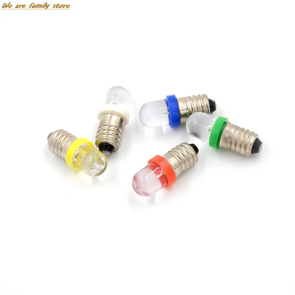 

5PCS Low Power Consumption E10 LED Screw Base Indicator Bulb Cold White 6V/12V/24V DC Light Bulb Wholesale