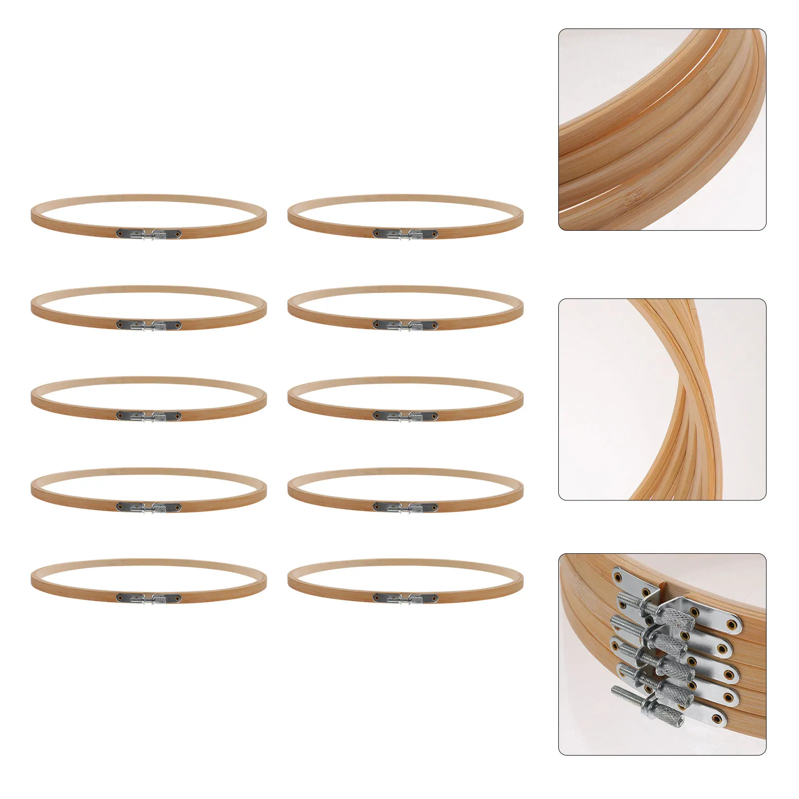 10 Pcs Embroidery Tightening Kit DIY Circle Square Hoop Cross Stitch Bamboo Ring