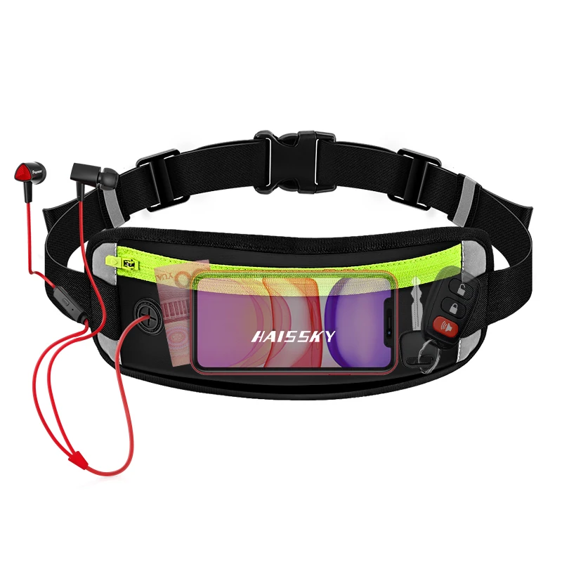 HAISSKY Sports Running Waistband Bag For iPhone 14 13 12 11 Pro Max Elastic GYM Belt Waist Pack For Samsung S23 Ultra Xiaomi