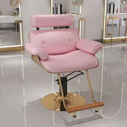 Pink Pedicure Metal Barber Chair Salon Luxury Aesthetic Golden Barbers Armchair Rotating Mocho Cadeira Barber Equipment MQ50BC