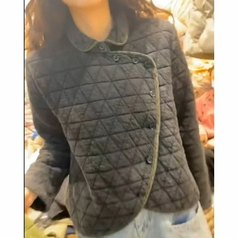 2023 novo outono inverno mulheres parkas moda coreano solto curto lapela manga longa para baixo casaco de algodão feminino jaquetas casacos ewrf