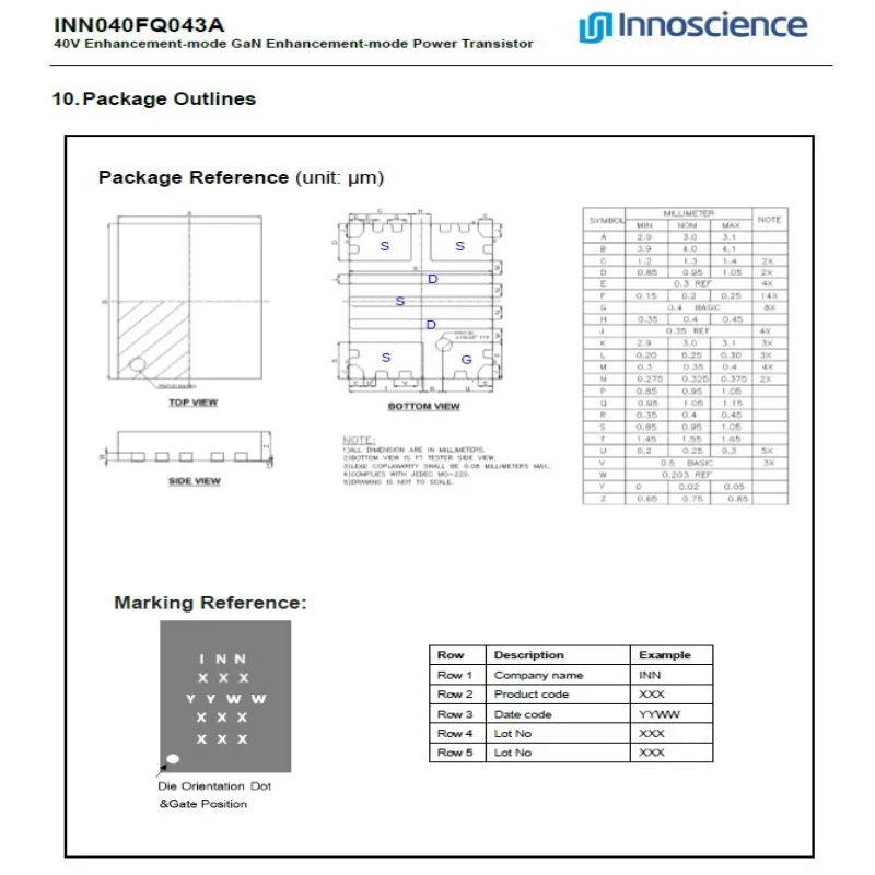 Parts GAN FET POWER innoscience INN040FQ043A 40V 4.3MR DFA 3*4mm  New And Original 5pcs/Lot