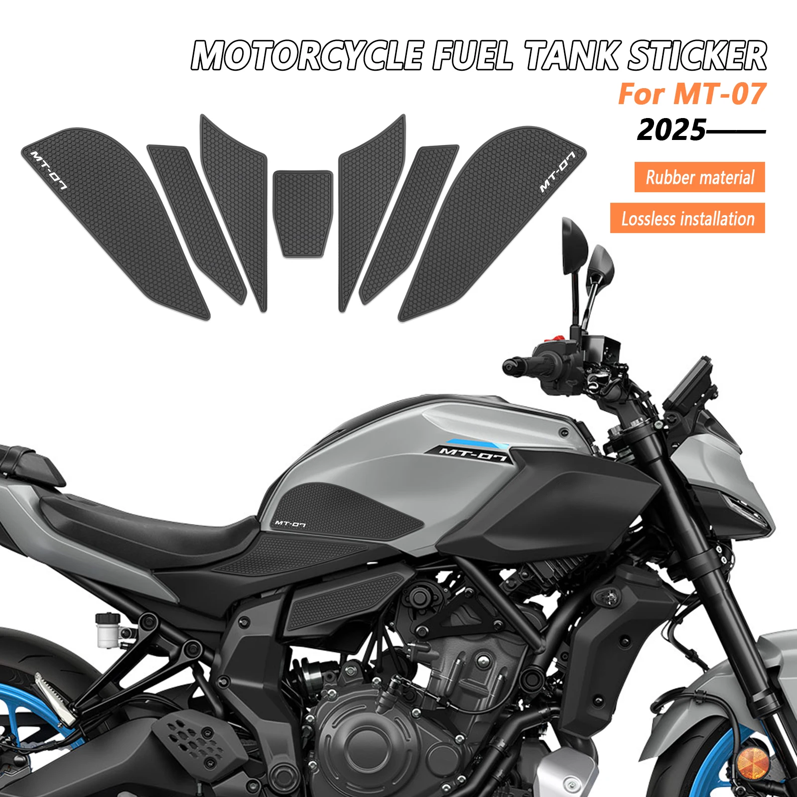 

For Yamaha MT 07 2026 MT-07 2025 Motorcycle MT07 Fuel Tank Pad Stickers Protector Anti Slip Decals Accessories