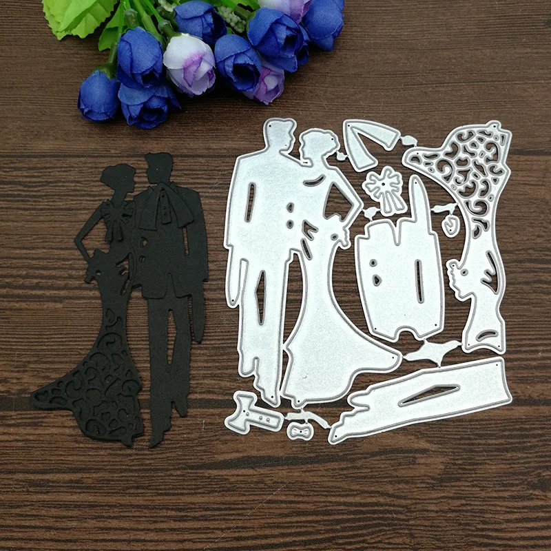 Wedding Couple Metal Cutting Dies Stencil Scrapbook Diy Album Stamp Paper Card Embossing Decor Craft Knife Mould