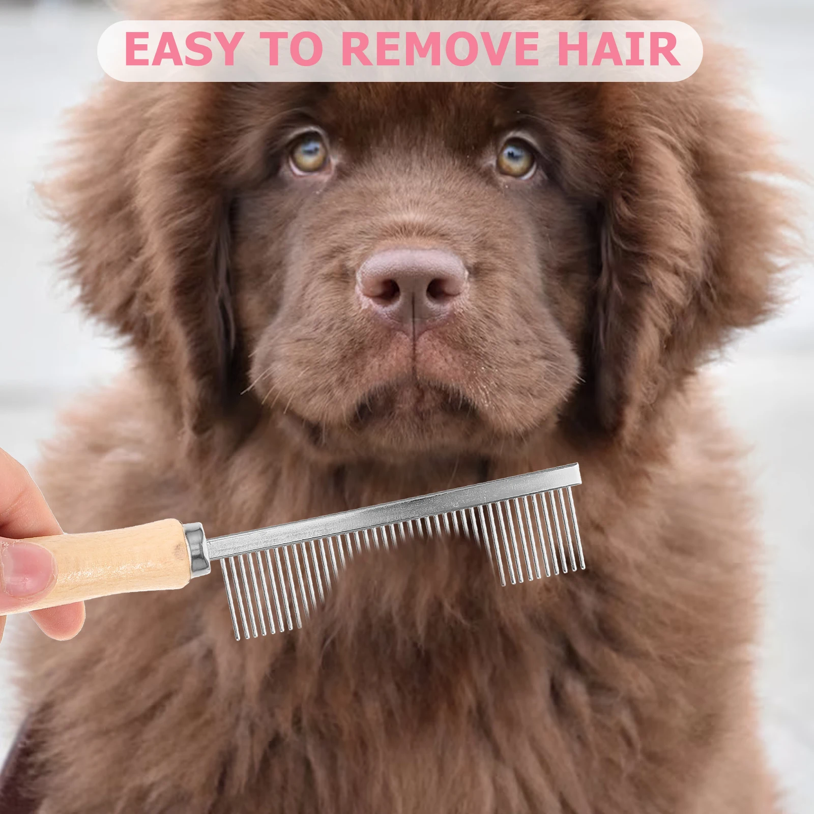 

Wooden Dog Cat Comb Stainless Steel Teeth Ergonomic Handle Removes Dead Hair Portable Grooming Tool For Pets Pet Accessories