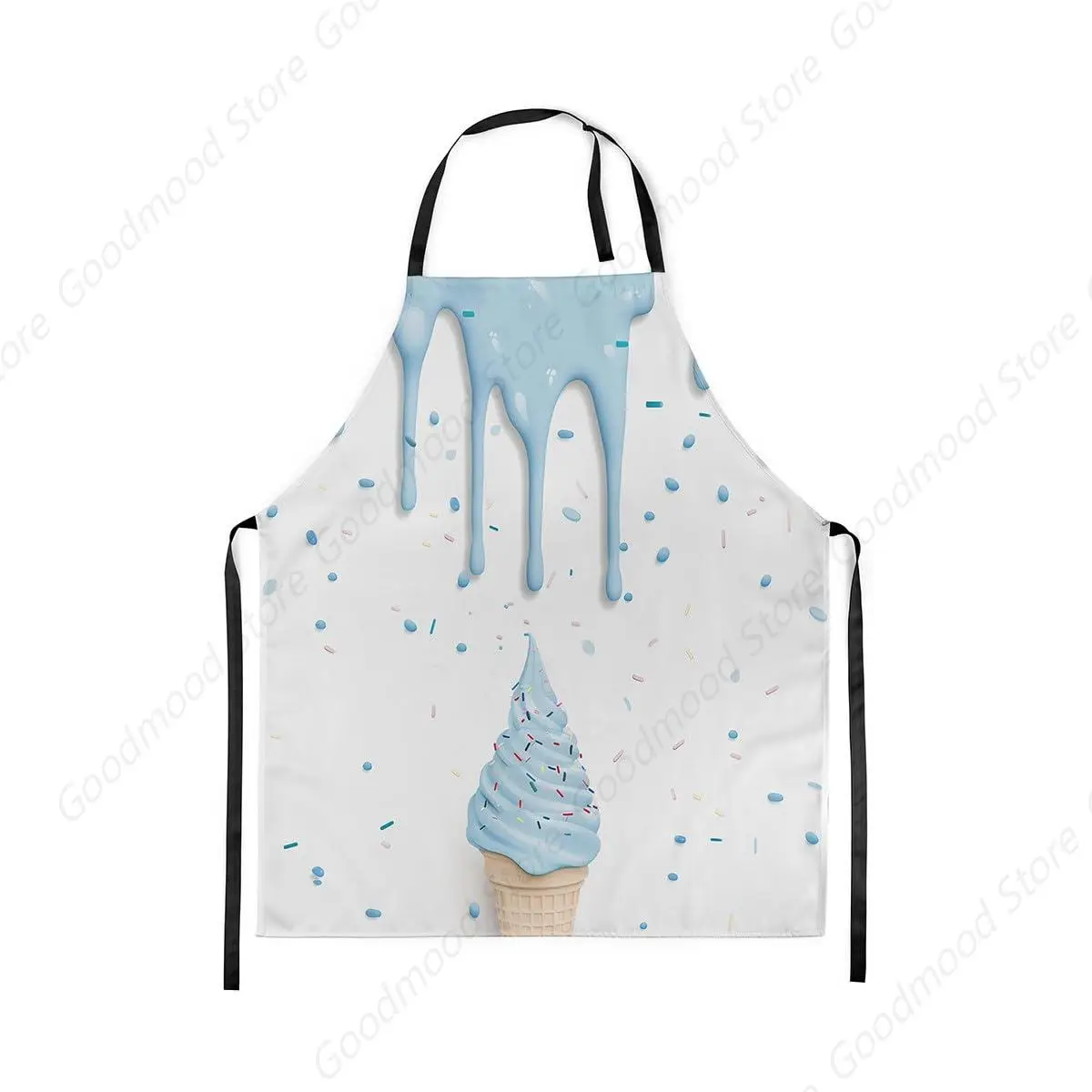 Girls Ice Cream Apron for Women Men Blue Ice Cream Bib Apron with Adjustable Neck for Teens Girls Rainbow Candy Waterproof Apron