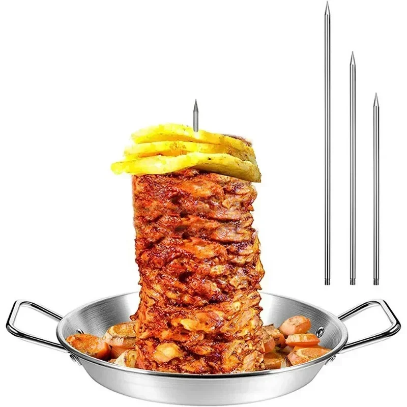 BBQ Vertical Skewer Grill Brazilian Skewers For Home Made Tacos Al Pastor Shawarma Churrasco Stainless Steel