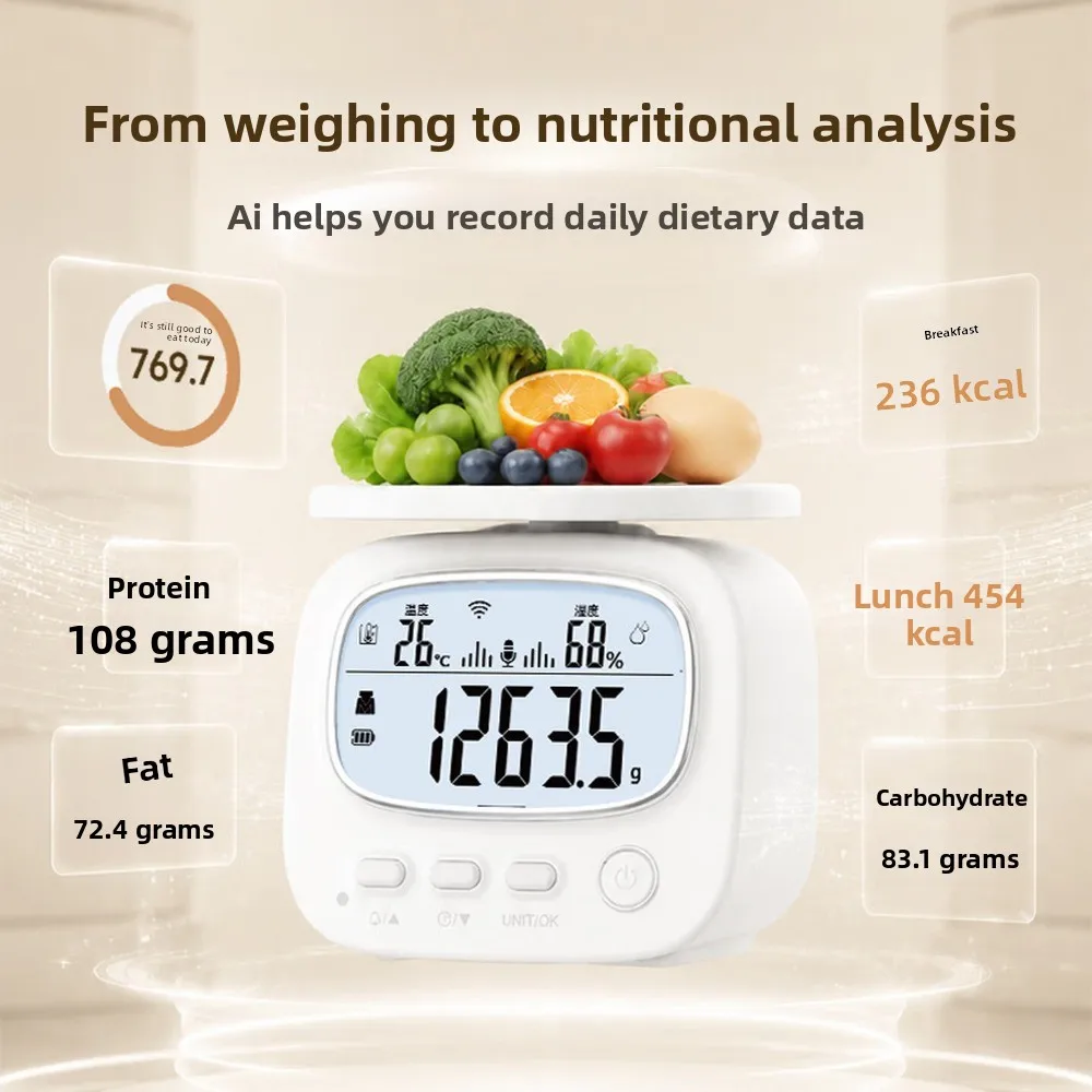 Smart Nutrition Kitchen Scale 0.1g 5kg High Precision Food Portion Weighing Scale for Meal Prep Baking Cooking Home Use 주방 저울