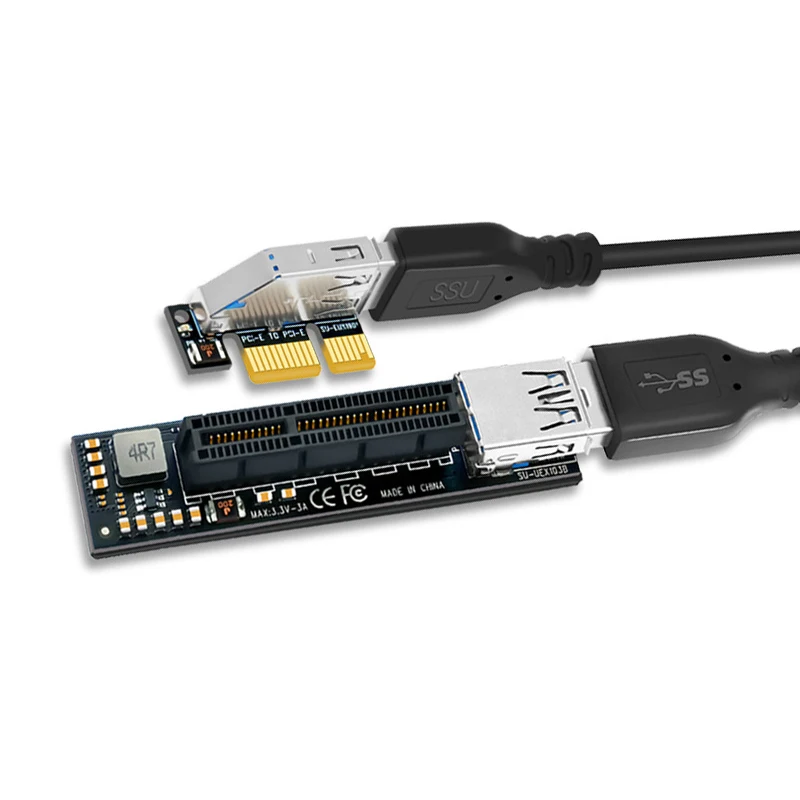 H1111Z PCIE PCI-Express X1 to X4 Riser with 30CM USB3.0 Extension Cable PCI-E Riser Extend Adapter PCI E Riser Card Add On Cards