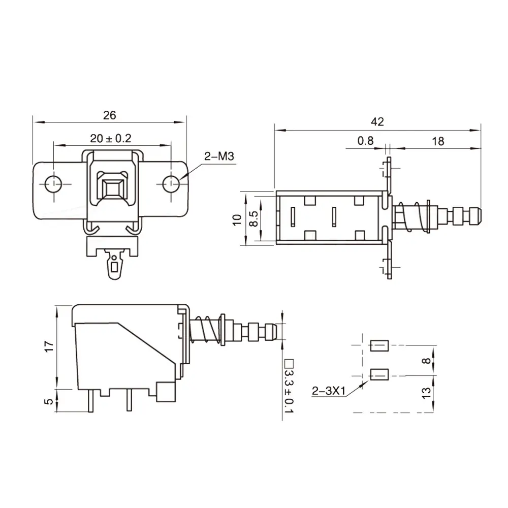 1-5Pcs Straight Key Self-Locking switch KCD-A10 SW-3 A04 Power Switch 2Pin Outer Spring 5A For Range Hood