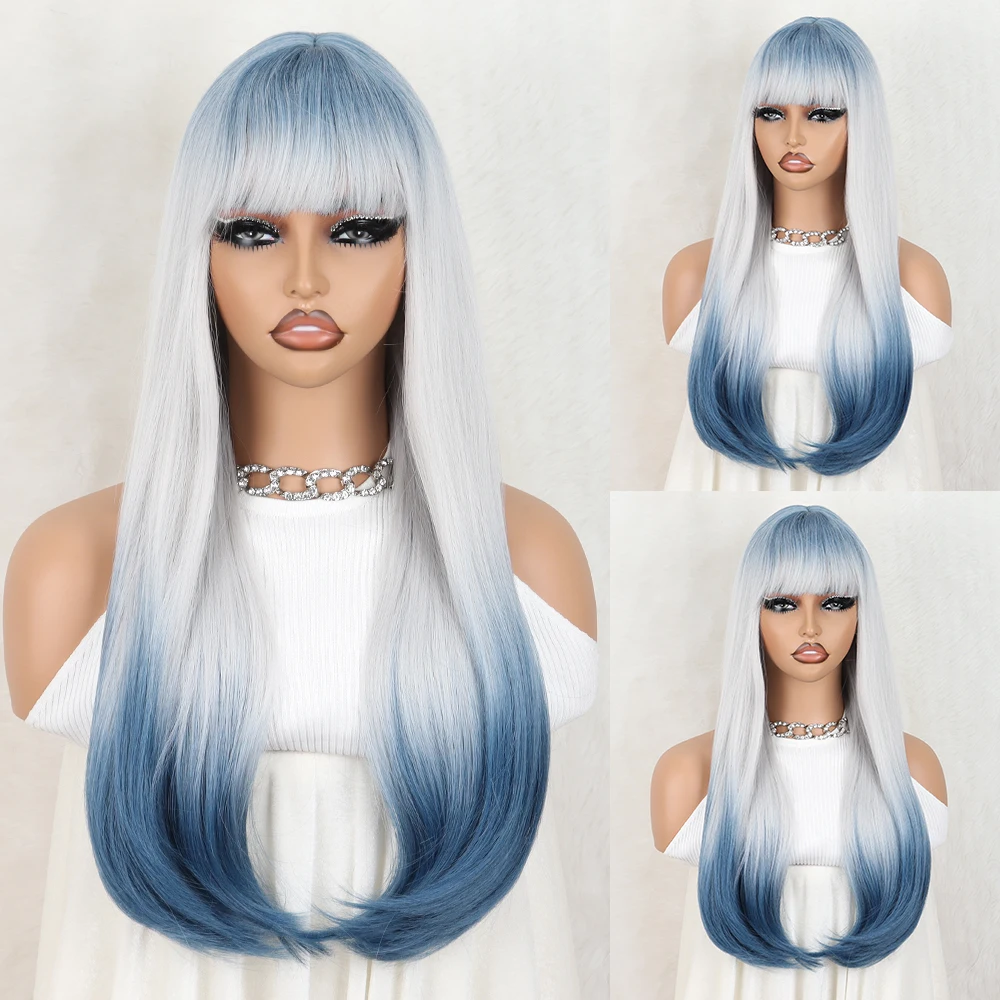 Synthetic High Heat Resistant Material High Level Full Wig With Bangs Suitable For Daily Cosplay Wea