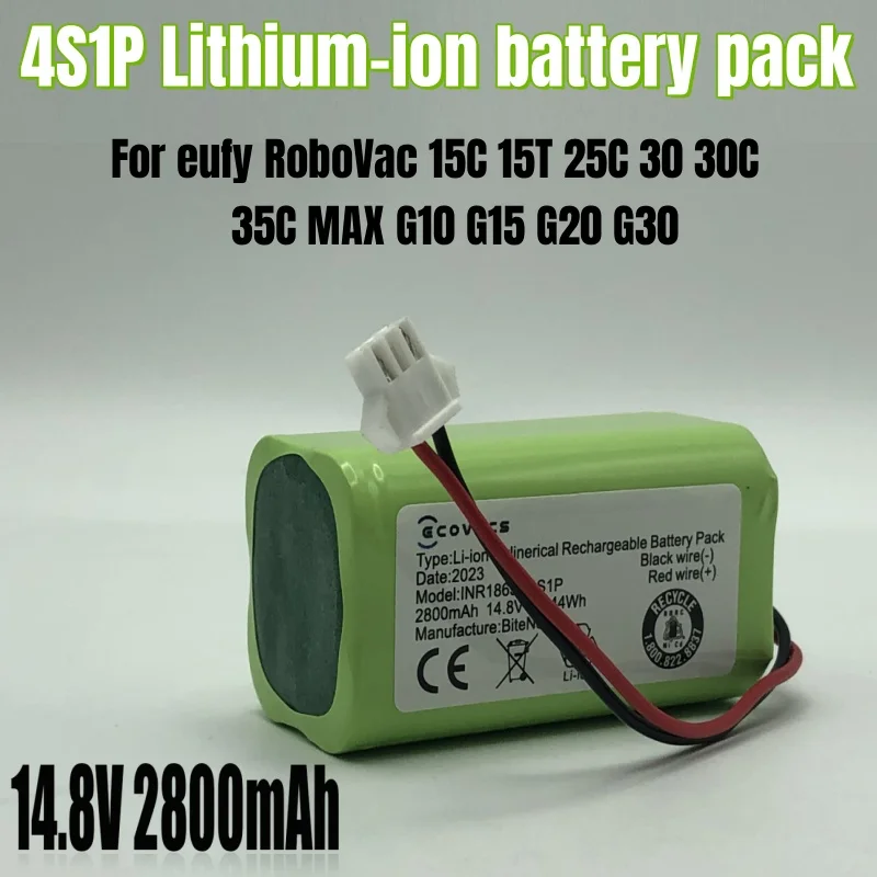 

14.8V 2800mAh Battery 4S1P for Ecovacs Deebot N79, N79S, DN622 & Eufy RoboVac 11, 11S, 12, 15C, 15T, 35C, G10 Hybrid, G30