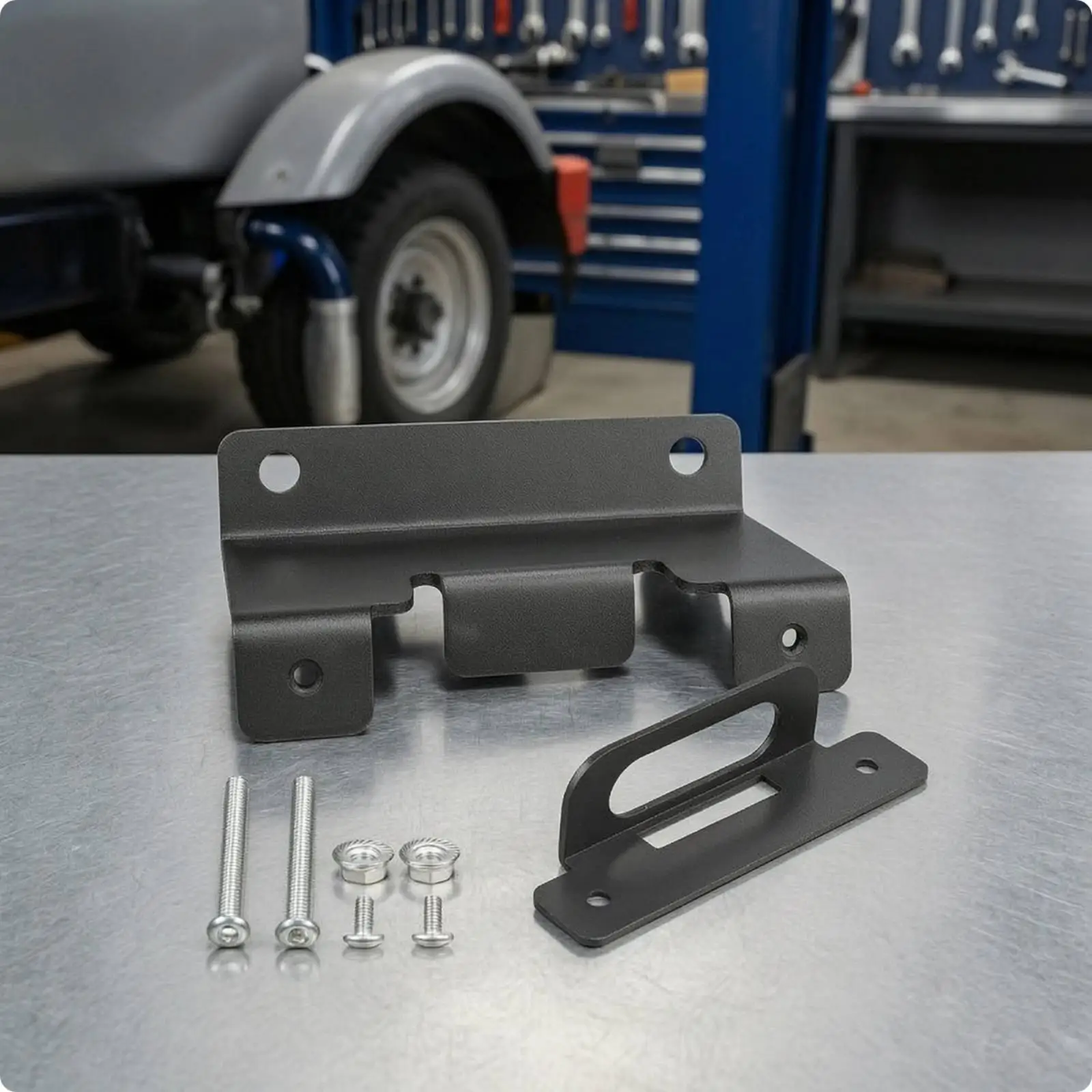 Flat 4 Pin Trailer Connector Bracket Holder with Main Plate and Retaining Plate Metal Hardware for Boat Utility Trailer