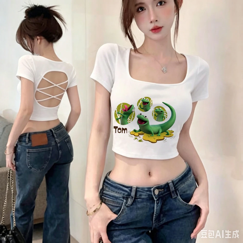 Tom Lizard crop top shoujo anime japan gyaru clearance sales party shirt party japanese graphic