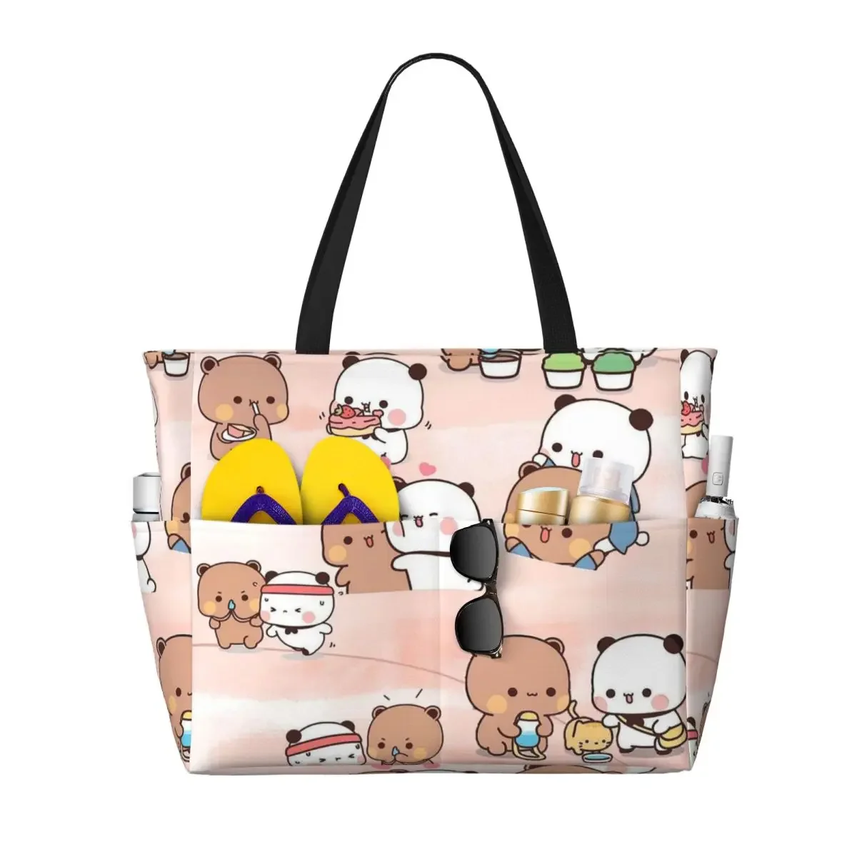 Bubu Dudu Panda Bears Cartoon (1) Beach Tote Bag Sport Gym Yoga Duffle Large Tote Bag Women Travel Bag Fitness bag