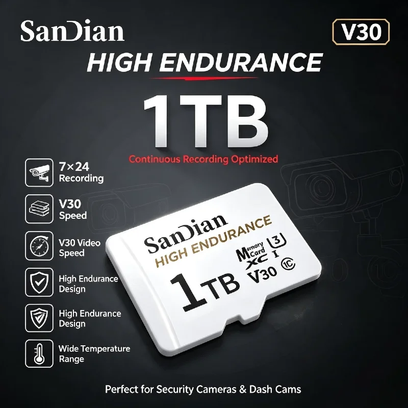 High Endurance V30 C10 128GB 256GB Micro TF SD Card for Car Dash Camera CCTV Home Security Full HD Pro