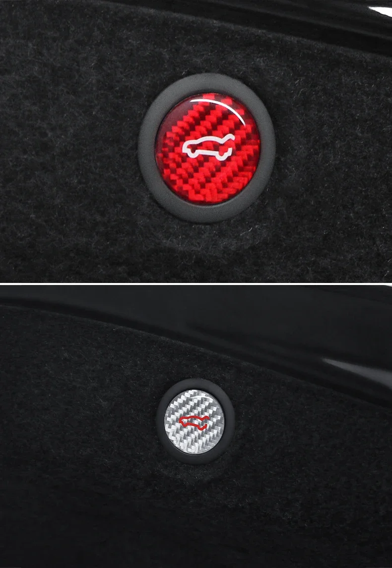 Für Tesla 2019- Model 3 Highland 2024 Model Y Juniper Carbon-Faser Heckklappen-Schalter-Verkleidung Aufkleber Auto-Innenausstattung Zubehör – Detail 7