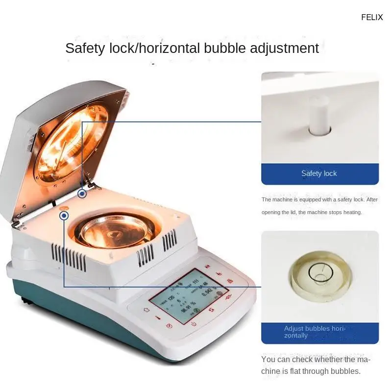 Rapid analyzer 50g/0.005 100g/0.005 Automatic Halogen Heating Moisture Meter Analyzer Tester Tea, grain, feed, corn, plastic