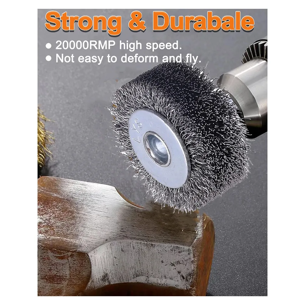 

Проволочная колесная щетка для насадки для дрели, проволока из углеродистой стали 0,0118 дюйма, 20000 об/мин, 2 шт.-A30R