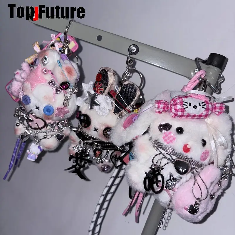 

Винтажный брелок-подвеска в стиле Y2K для девушек, готика, Харадзюку, панк, субкультура, с пушистым кроликом в стиле Heavy Industry