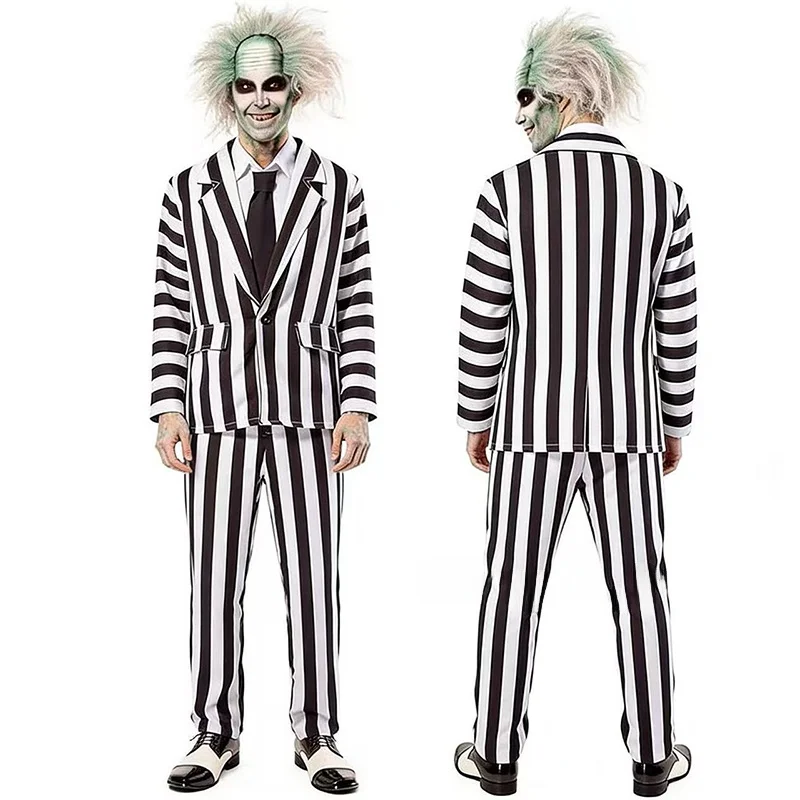 

Halloween New Style Cosplay Suit Stripe Westwear Performance Costume Devil Magician Bug Juice Patterned Outfit Ladies Fashion