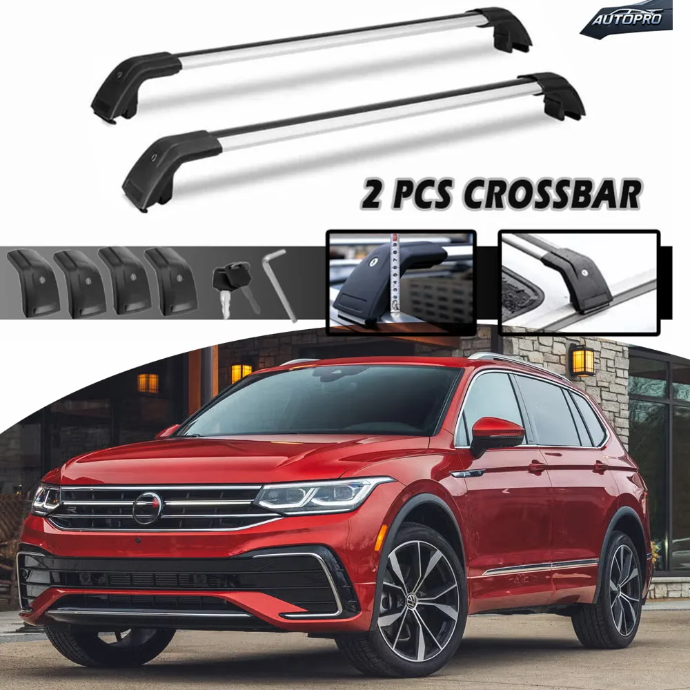 Barre transversale noire réglable, 2 pièces, pour Volkswagen Tiguan 2018 – 2024, barres de chargement verrouillables pour galerie de toit