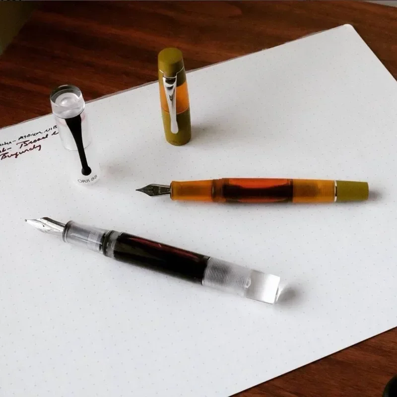 Hot OPUS 88 KOLORO White Resin Fountain Pen German F M B 0.5MM 0.7MM 1.0MM Nib,Portable Gold Pen High-end Writing Office Station