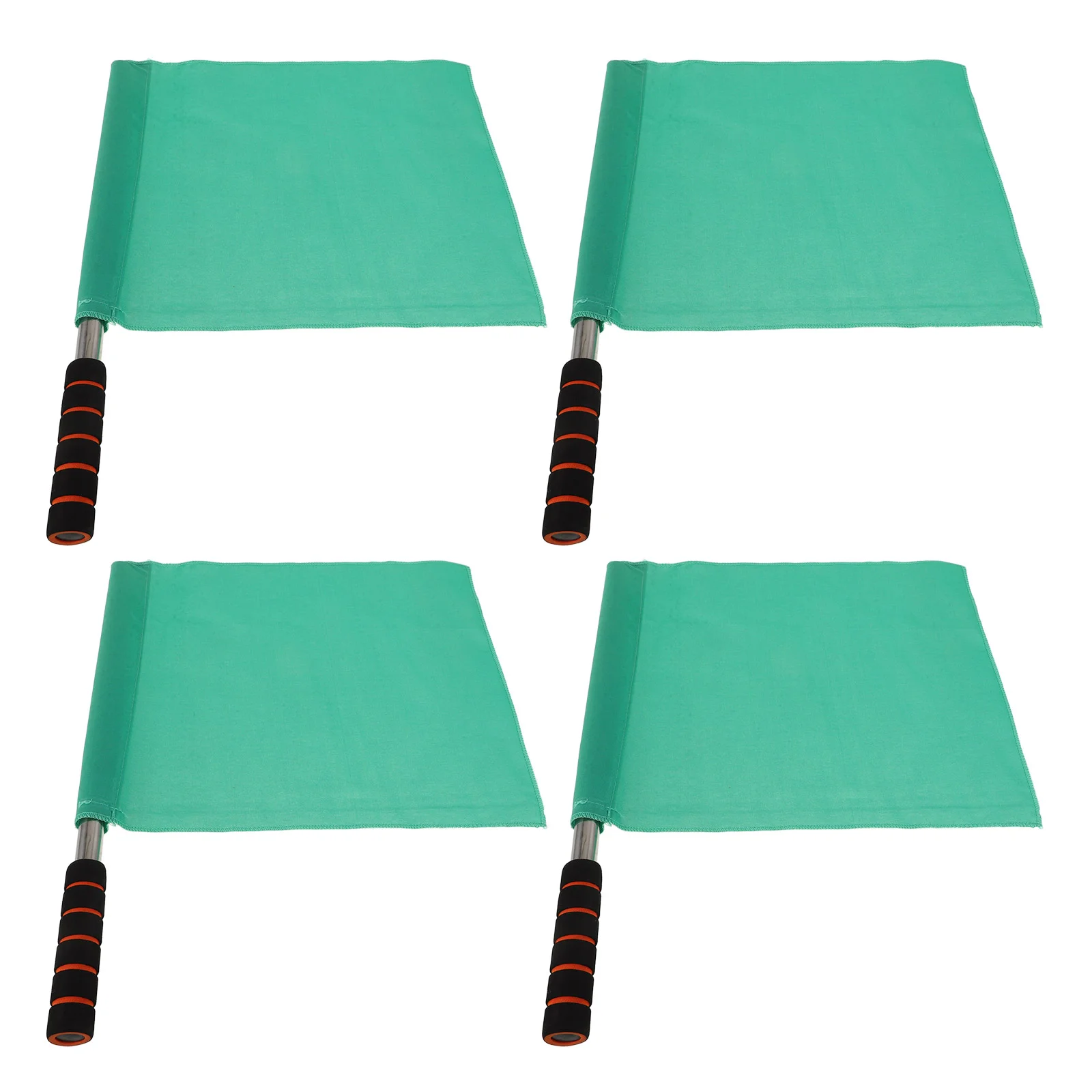

4 Pcs Flag Commanding Referee Volleyball Hand Signal Green Stainless Steel Pole Waving