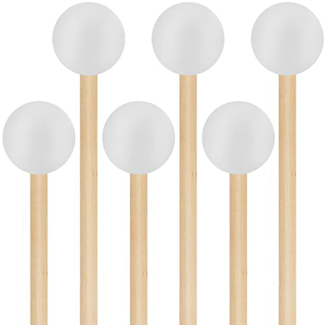 6 Pcs Marimba Mallet Percussion Xylophone Glockenspiel Sticks Marimba Drum Sticks for Gong Wood Block Drum Bells,White