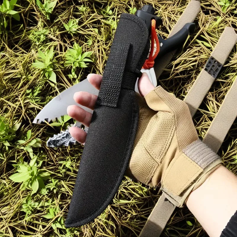 Outdoor knife, straight knife, portable mini knife, outdoor portable meat eating knife, camping fishing knife, sharp fruit knife