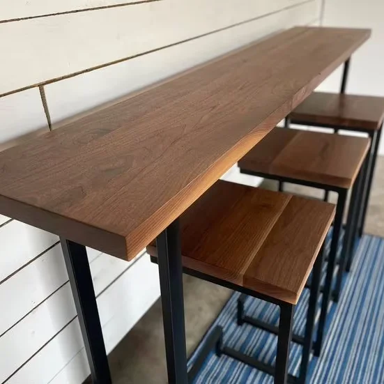 

Cheap Furniture High Quality Customized Dinner Dining Club Coffee Fast Food Shop Wooden Metal Restaurant Bar Table