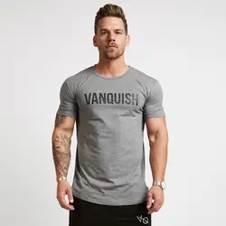 Cotton slim casual men's T-shirt Street wear Fashion short-sleeved T-shirt top round neck fitness exercise sportswear