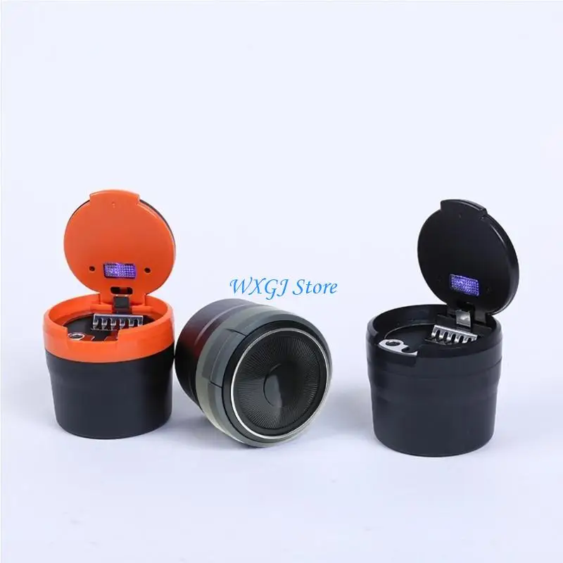 

37JE Smokeless Car Ashtray with LED Light ABS Vehicle Ashtray Upgrades for Travel Use