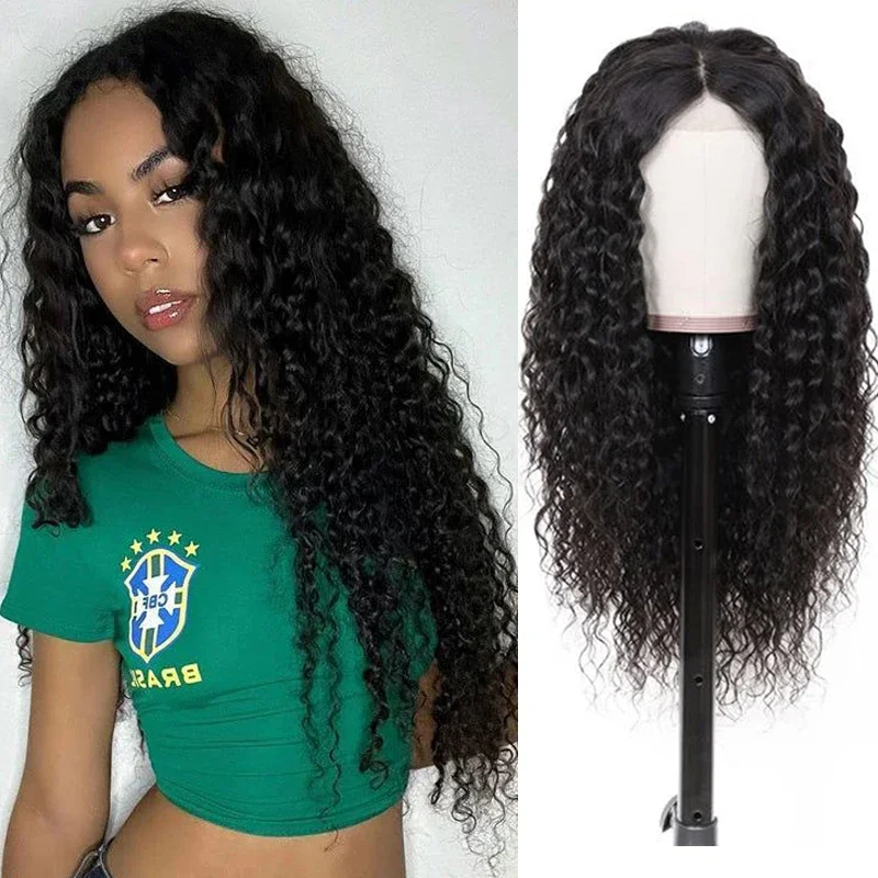 

24'' Curly Hair Wig Long Deep Wavy Middle Part Wig Ombre Synthetic Water Wave Wigs for Women Cosplay Daily Use High Temperature