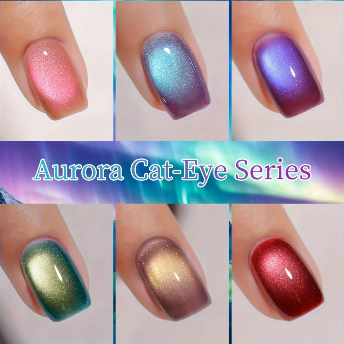 1 szt. Lakier hybrydowy Aurora Cat Eye, żel UV LED z efektem magnetycznym, usuwany metodą soak-off. Długotrwały, błyszczący wykończenie z efektem połysku