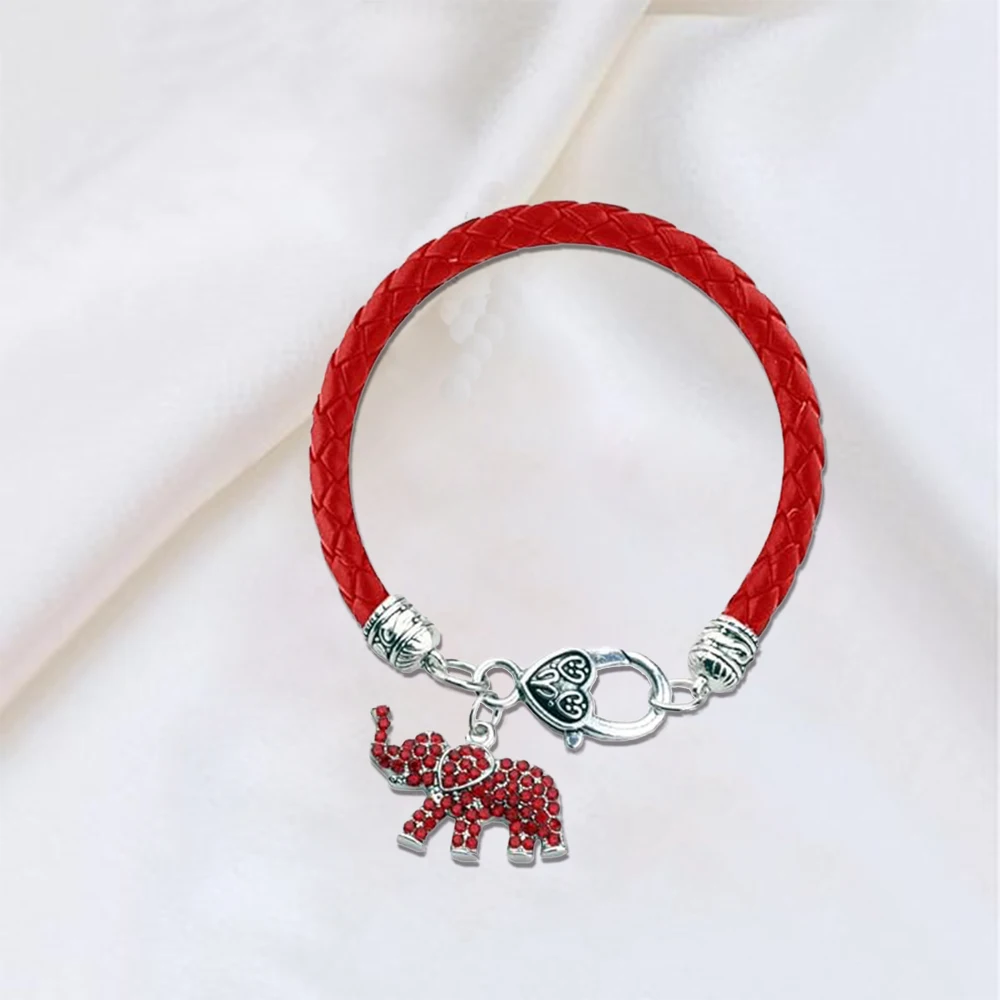 Black Women Soror Red Elephant Pendants DST Leather Greek Members Bracelet For Gifts