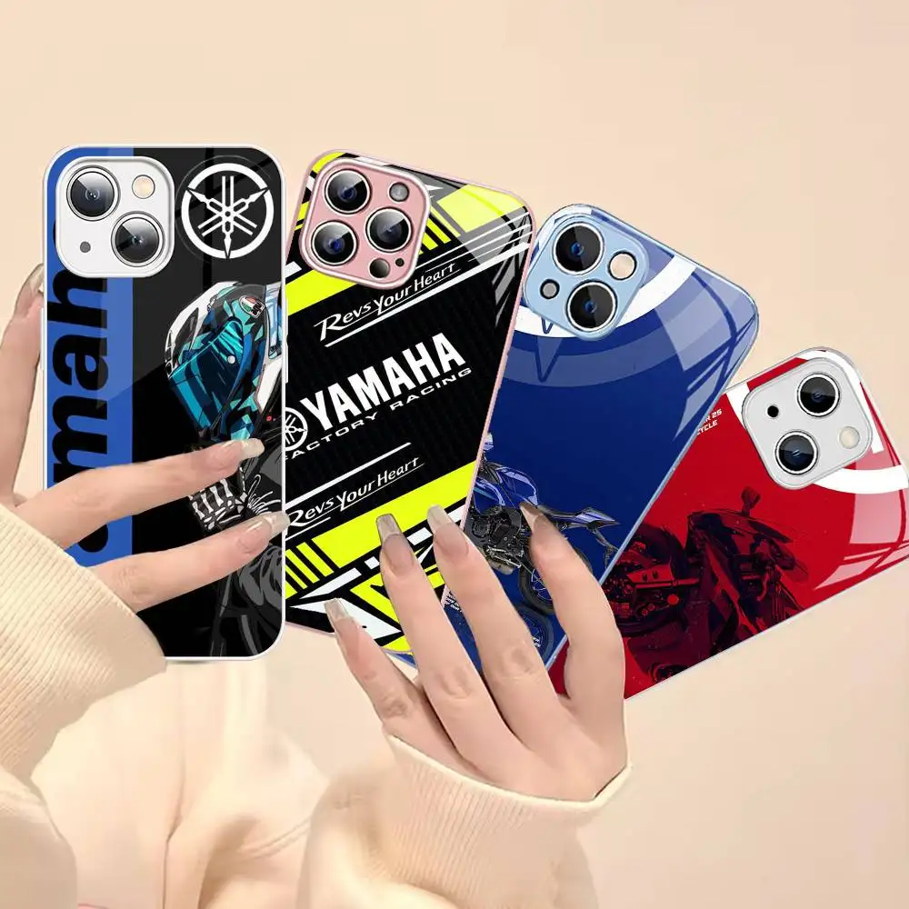 

Classic Logo Y-YamahaS Tempered Glass For Iphone 14 13 12 11 Pro Mini XS MAX 14Plus X XS XR Cover