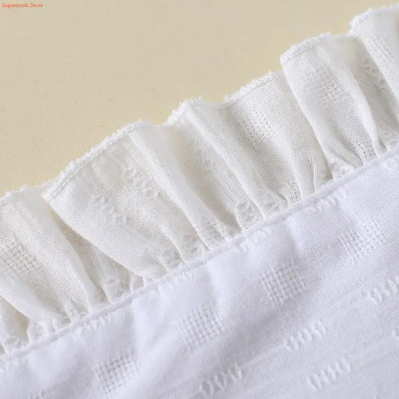 Q5WE Women Romantics Jacquard Horn Cuffs Pleated Ruffled Detachable False Sleeve Sweater Decorative Wrist Warmer