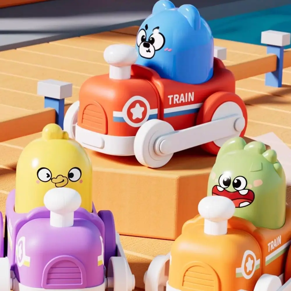 Force Animal Train Power Toy Cartoon Uitwerpen Druk Inertie Trek Speelgoed Valbestendig Botsingspuzzel Speelgoedauto Kinderen