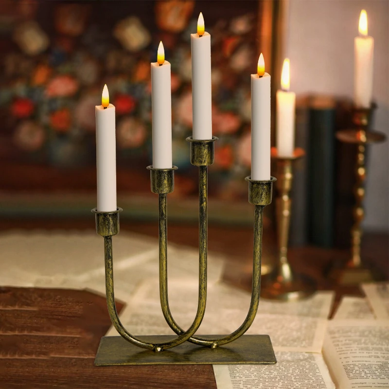 European Retro Birthday Party Candle Base Wedding Decoration Ornament French High-end U-shaped Iron Candle Holder Home Decor