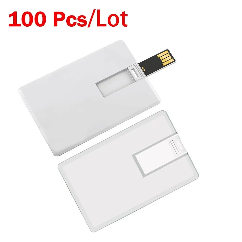 100 Unidades de Memoria USB con Forma de Tarjeta de Crédito, Modelo 2.0, 16GB, 32GB, 64GB, Personalizable con Logotipo