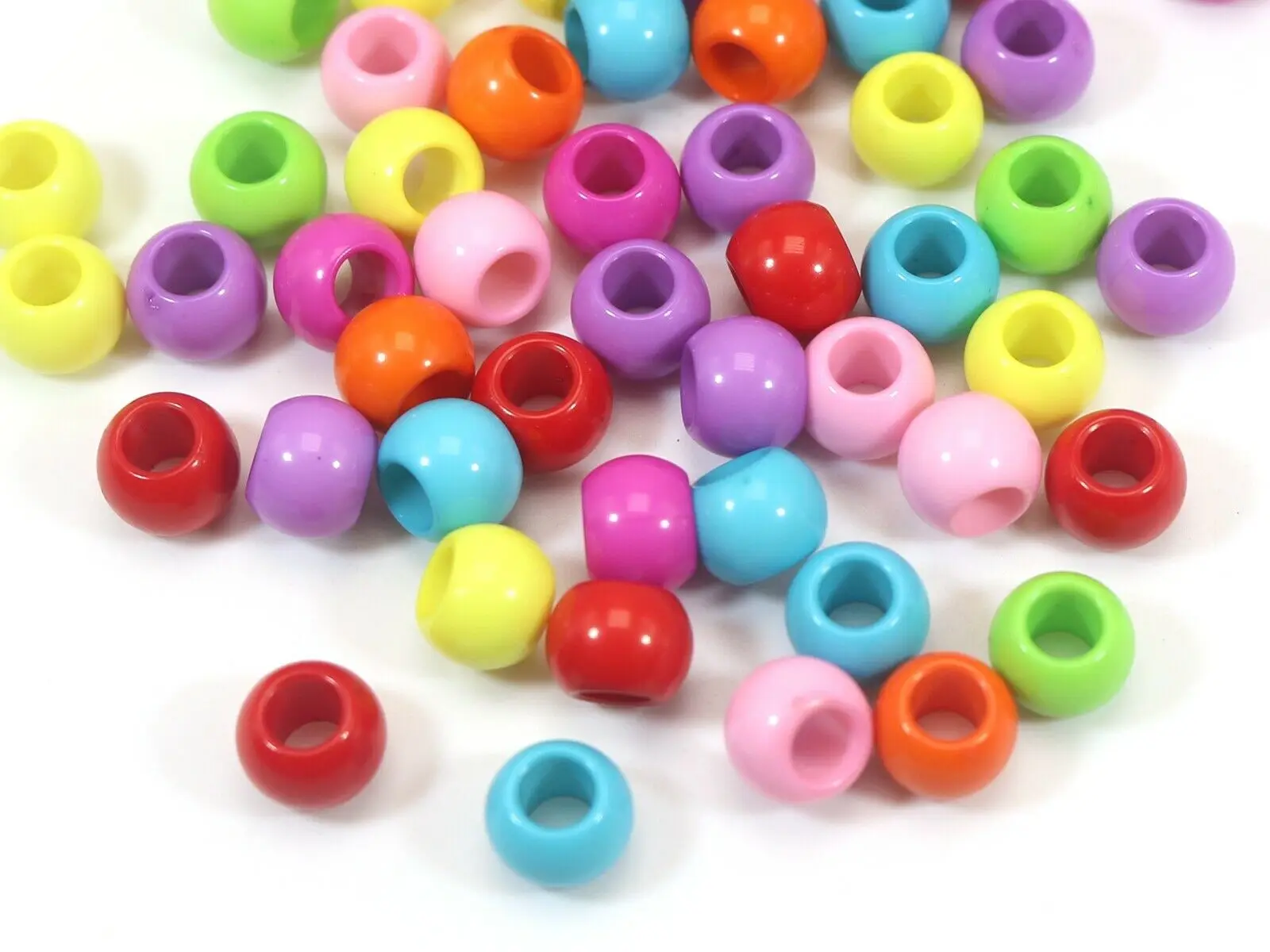 Craft DIY Mixed Bubblegum Color Acrylic Round Pony Beads 8mm-12mm for Kids Craft