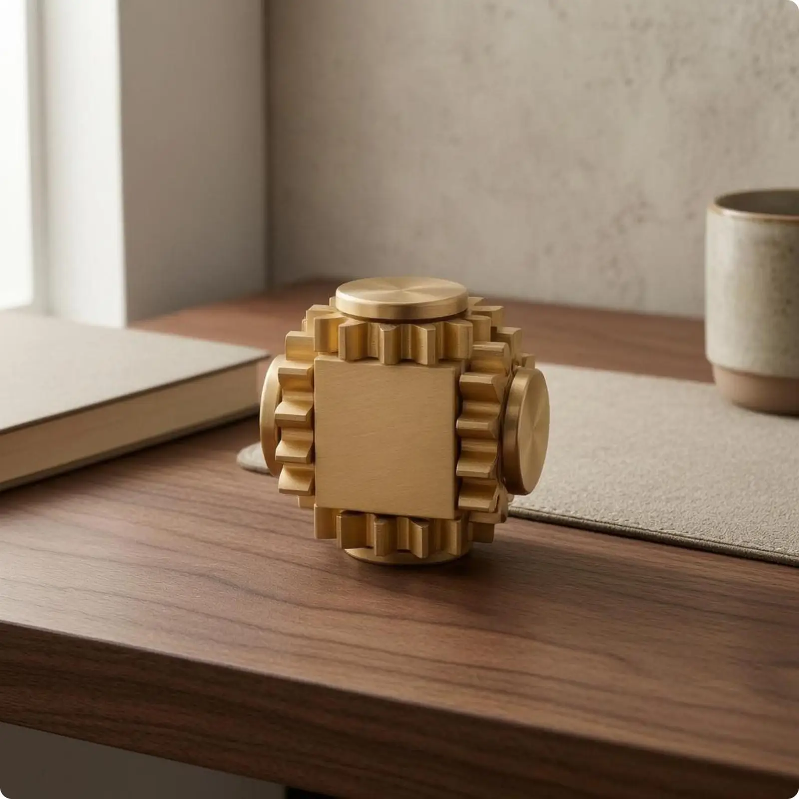 Brass Cube Toy Mechanical Feel Gear Linkage Concentration Aid