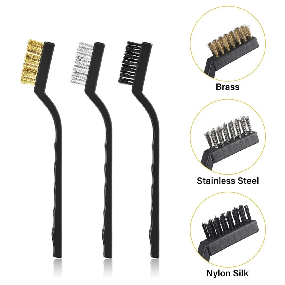 

3/1pcs 17cm Stainless Steel Copper Nylon Wire Brush Rust Scrub Remove Cleaning Tools Manual Cleaning And Maintenance Hand Tools