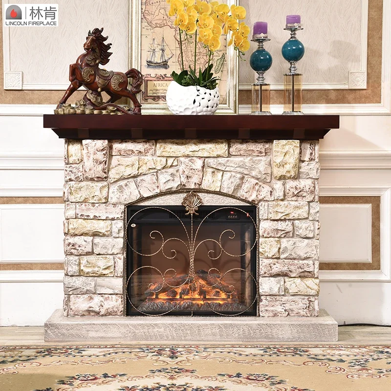 

Simulation Flame Fireplace Heater Household Electronic Fireplace Custom European Style Fireplace Background