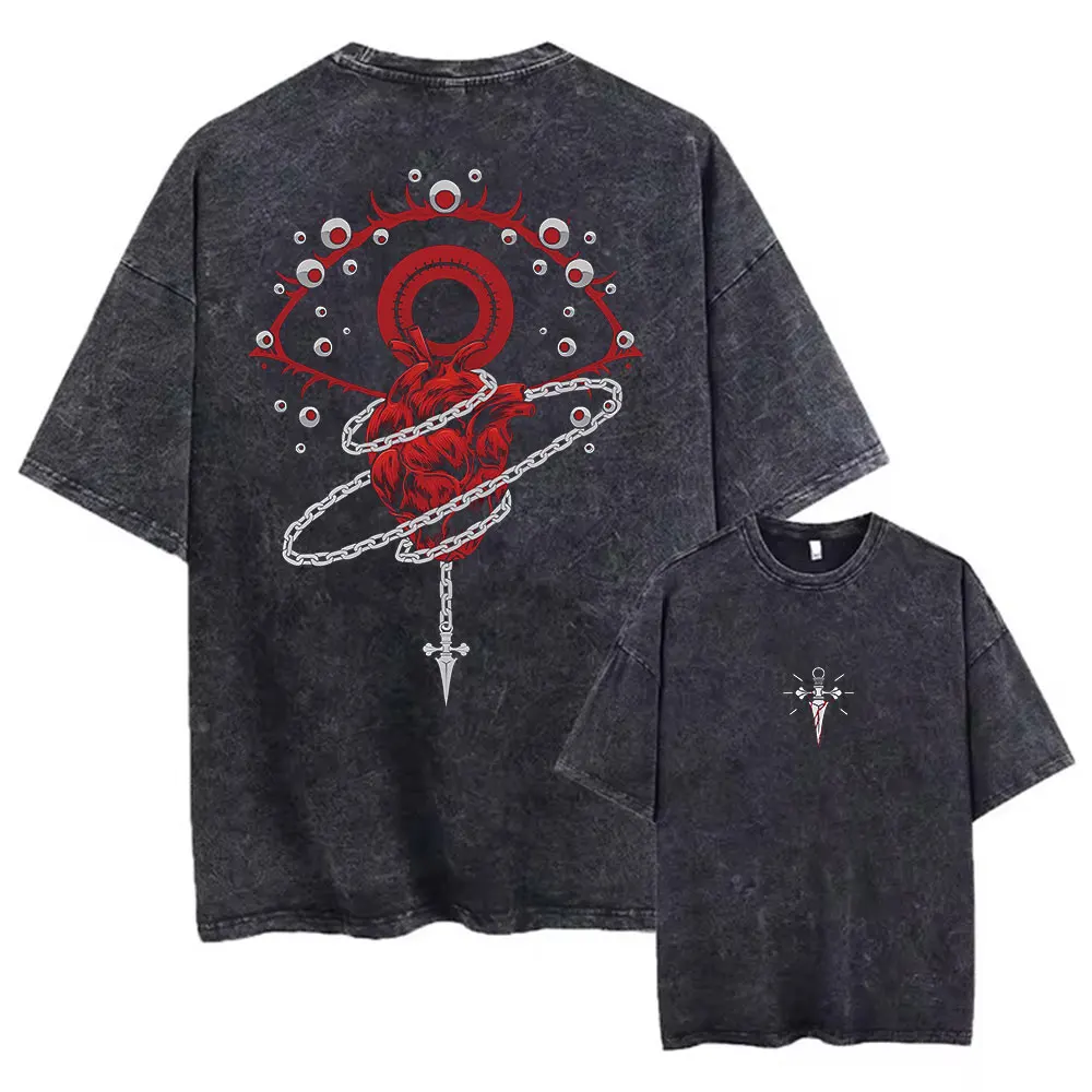 Camiseta lavada con estampado de Anime japonés Hunter X Hunter, 100% algodón, moda cómoda, transpirable, estilo Harajuku Simple en verano
