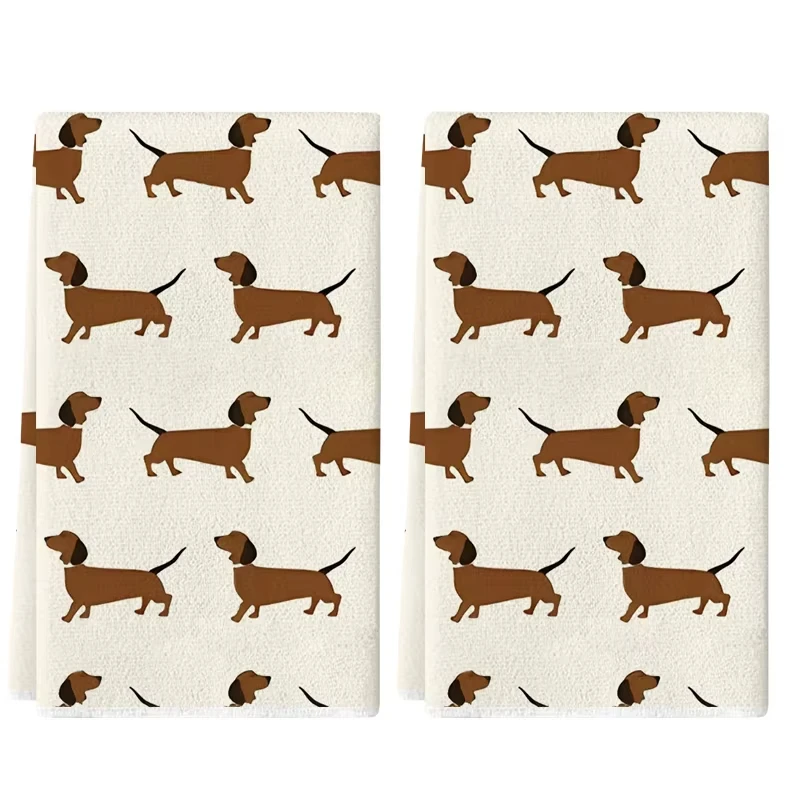 

2 pcsdachshund print kitchen towels cooking and baking towels tea towels hand towels cleaning cloths kitchen living decorations